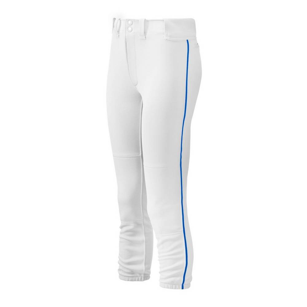 Damske Tepláky Mizuno Belted Piped Softball Biele/Kráľovská Modrá Vypredaj TNCJ75183